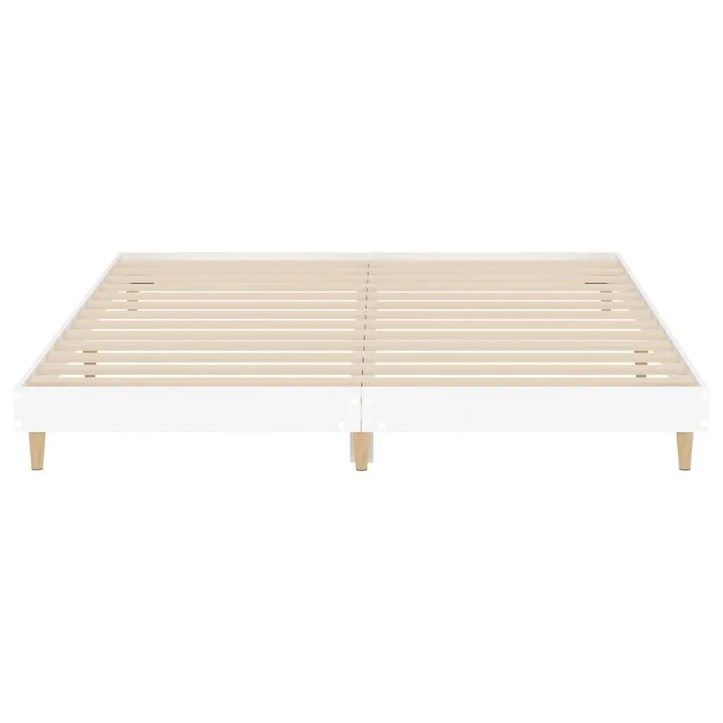King Bed Frame White 183x203cm Engineered Wood Platform