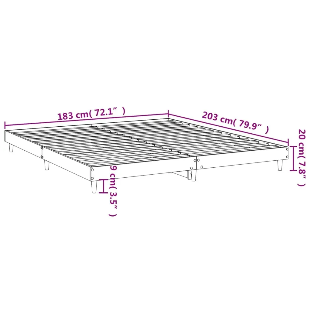 King Bed Frame White 183x203cm Engineered Wood Platform