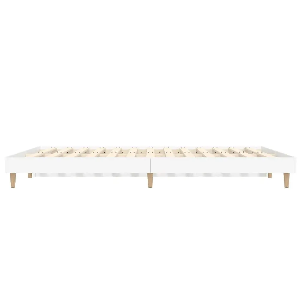 Bed Frame White 135x190 cm Engineered Wood Slatted Base Bedroom Furniture