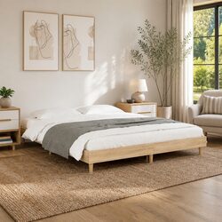 Dependable Sonoma Oak Bed Frame 135x190 cm for Restful Sleep