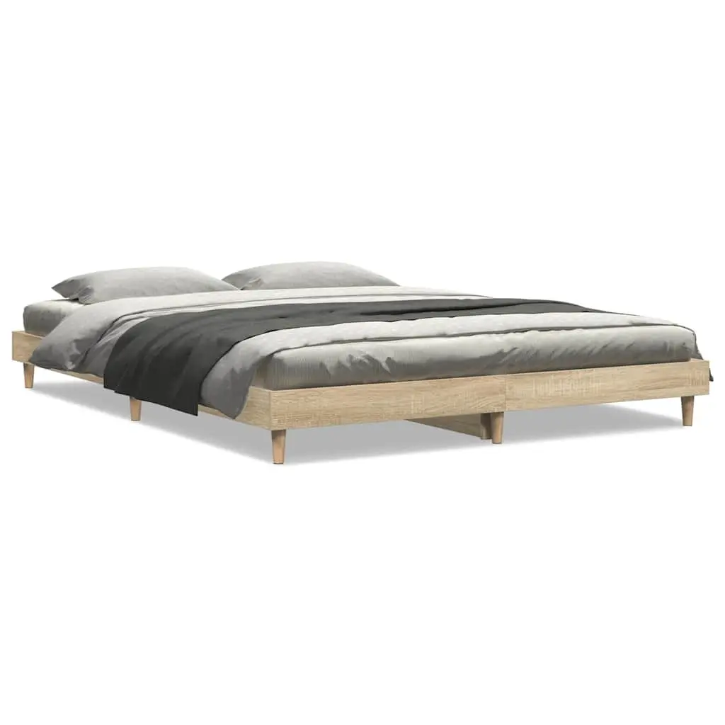 Bed Frame Engineered Wood 135x190 cm Brown