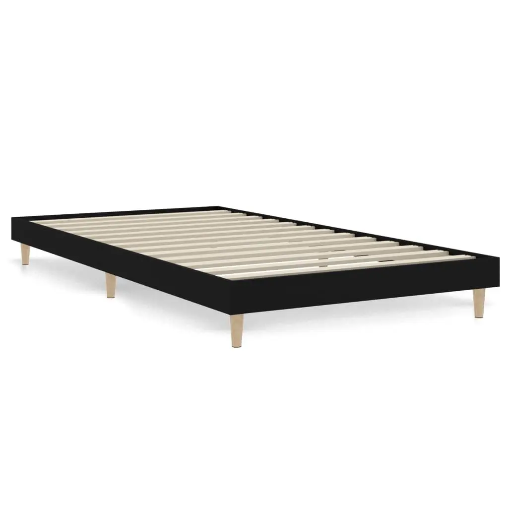 Bed Frame Black 90x190 cm Engineered Wood Bedroom Furniture Wooden Legs