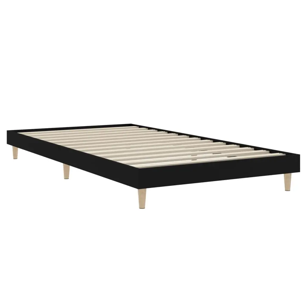 Bed Frame Black 90x190 cm Engineered Wood Bedroom Furniture Wooden Legs