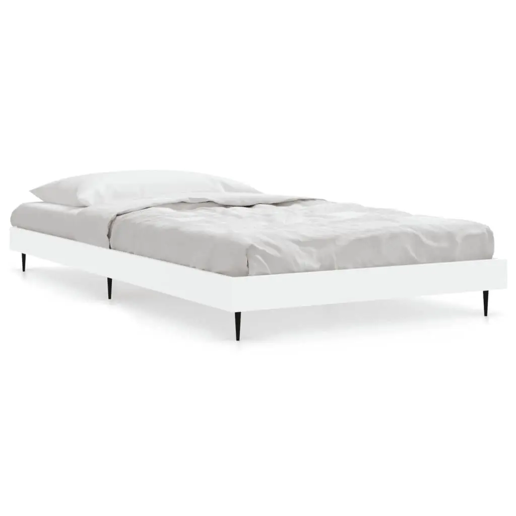 Bed Frame White Engineered Wood 90x190 cm Slatted Base Bedroom Furniture