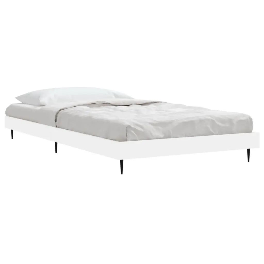 Bed Frame White Engineered Wood 90x190 cm Slatted Base Bedroom Furniture