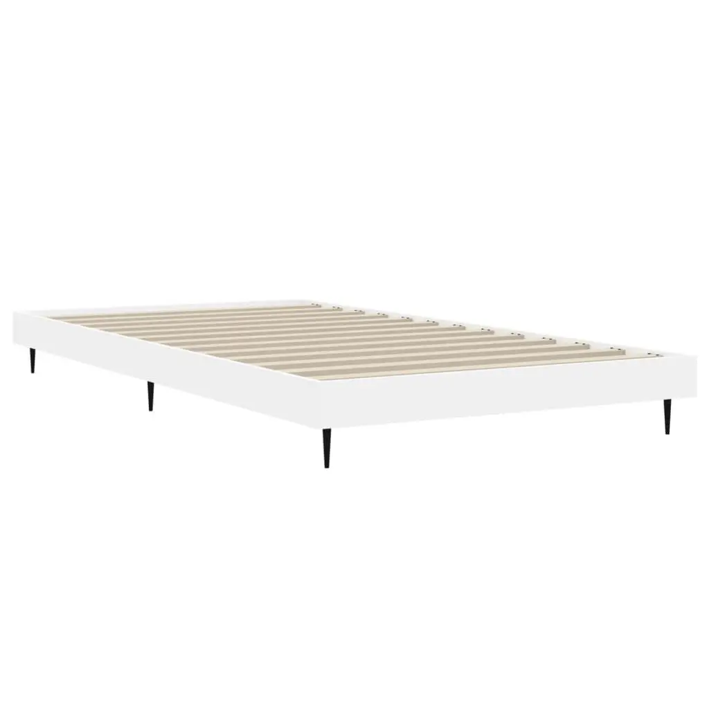 Bed Frame White Engineered Wood 90x190 cm Slatted Base Bedroom Furniture