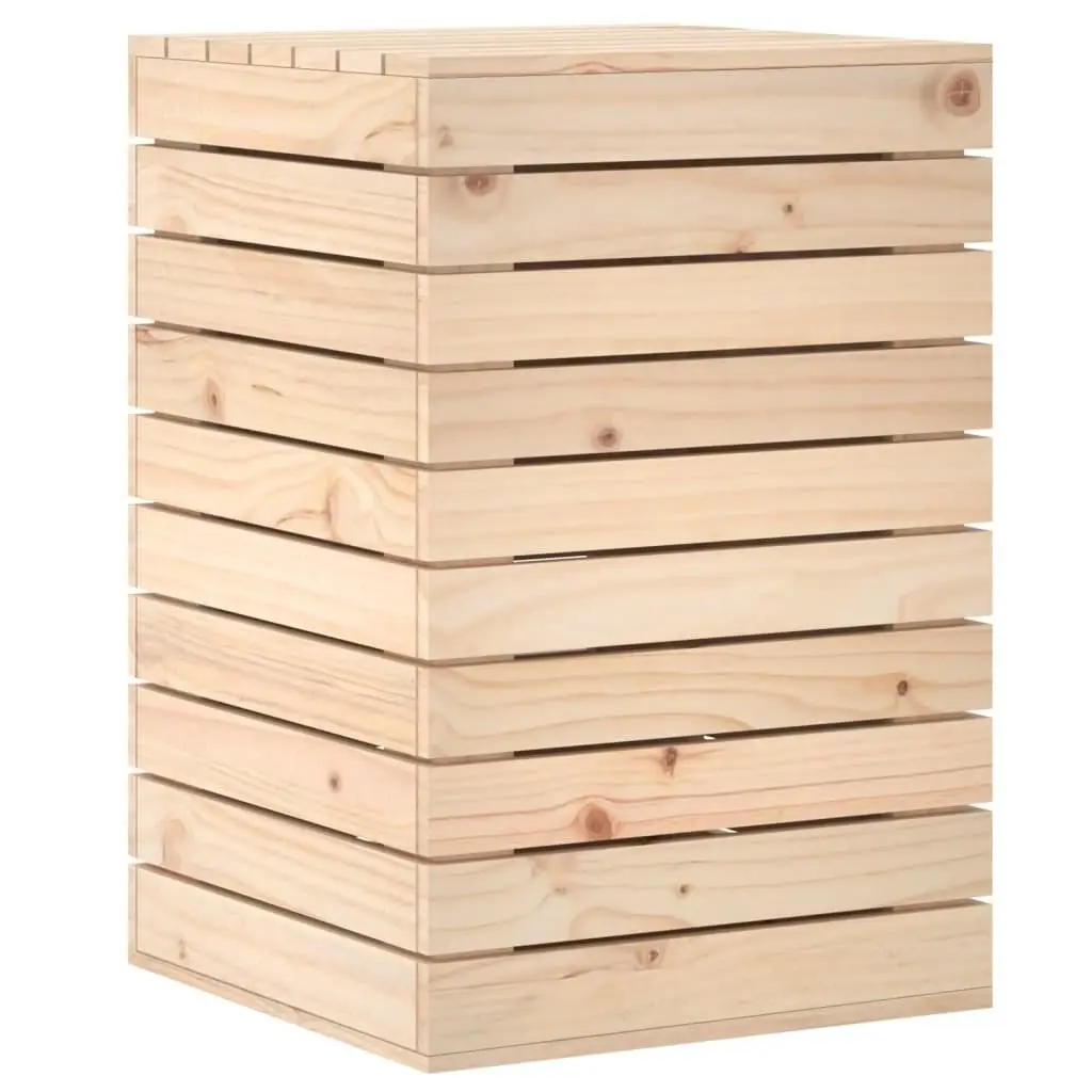 Laundry Basket 44x44x66 cm Solid Wood Pine Brown Storage Bin with Lid