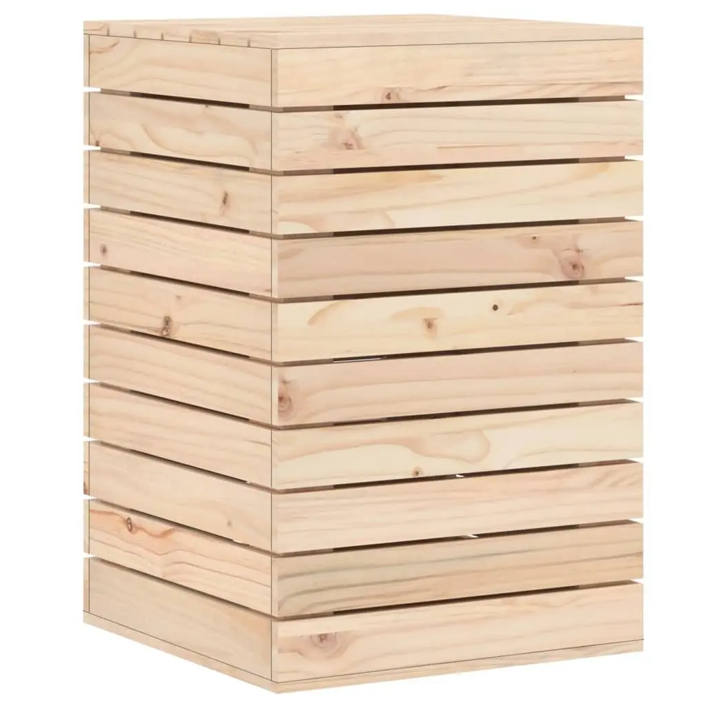 Laundry Basket 44x44x66 cm Solid Wood Pine Brown Storage Bin with Lid