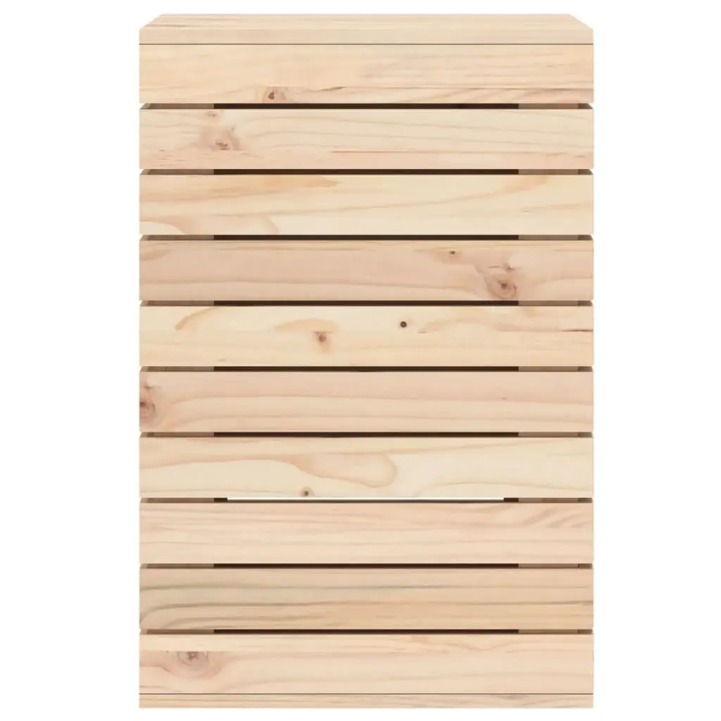 Laundry Basket 44x44x66 cm Solid Wood Pine Brown Storage Bin with Lid