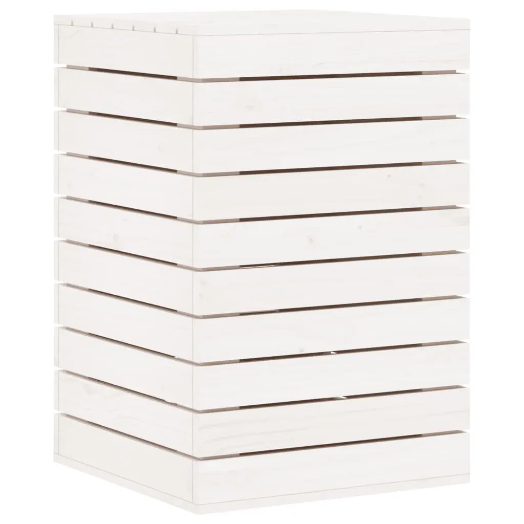 Laundry Basket White Solid Wood Pine Storage Container 44x44x66cm