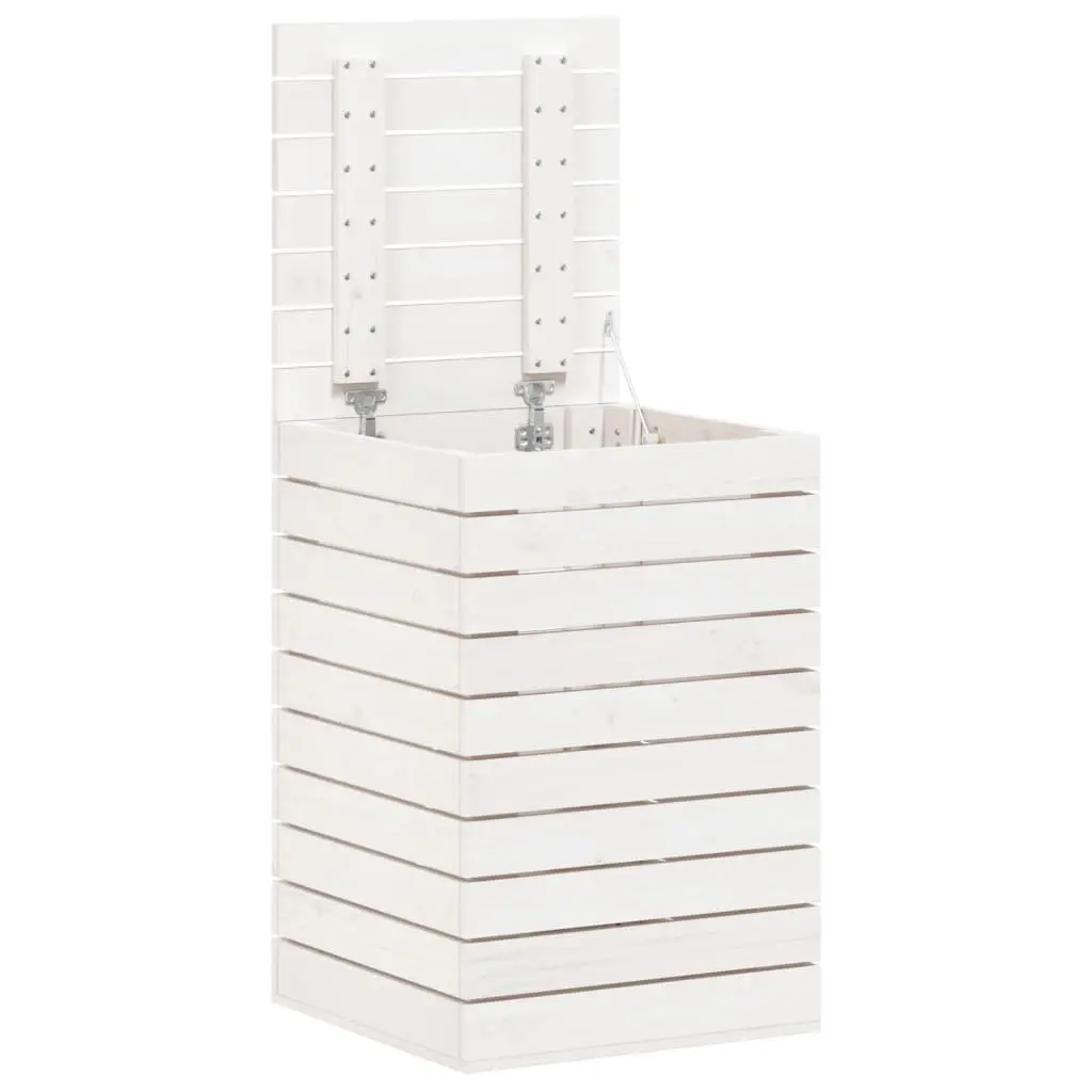 Laundry Basket White Solid Wood Pine Storage Container 44x44x66cm