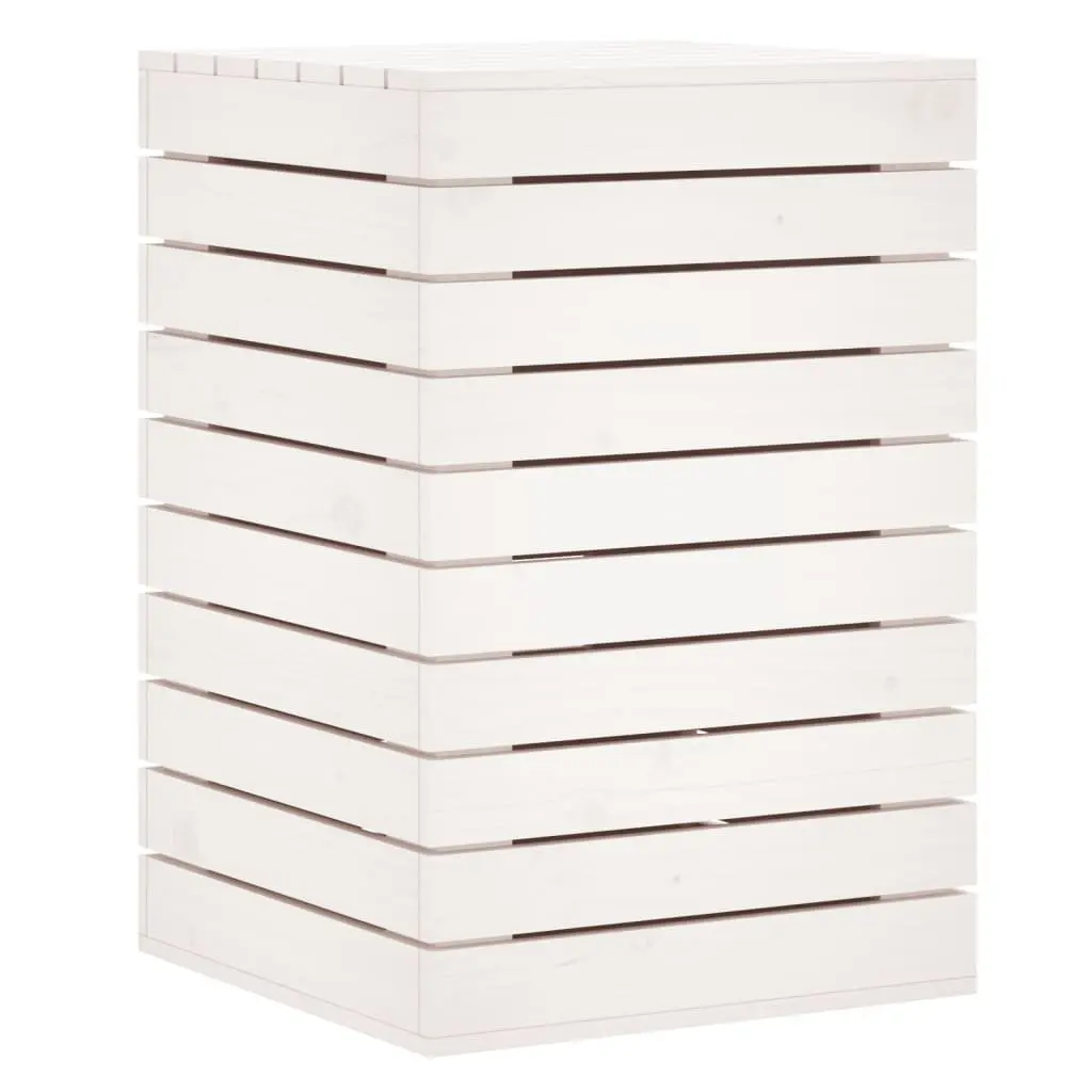 Laundry Basket White Solid Wood Pine Storage Container 44x44x66cm