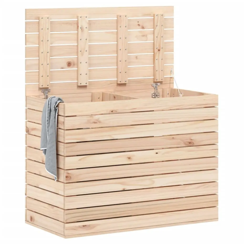 Wooden Laundry Basket with Lid Storage Organiser 88.5x44x66 cm Brown