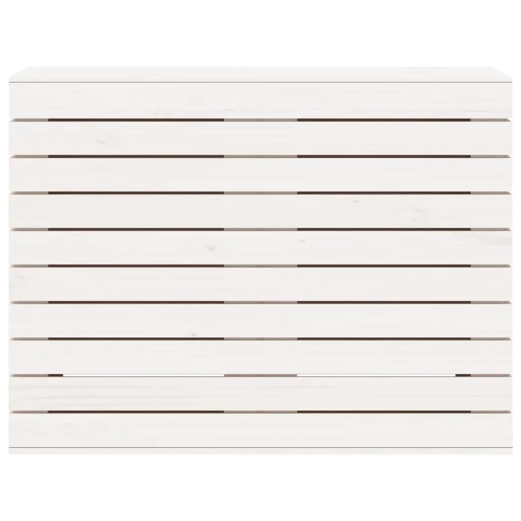 Laundry Basket White Solid Pine Wood Storage Bin with Lid