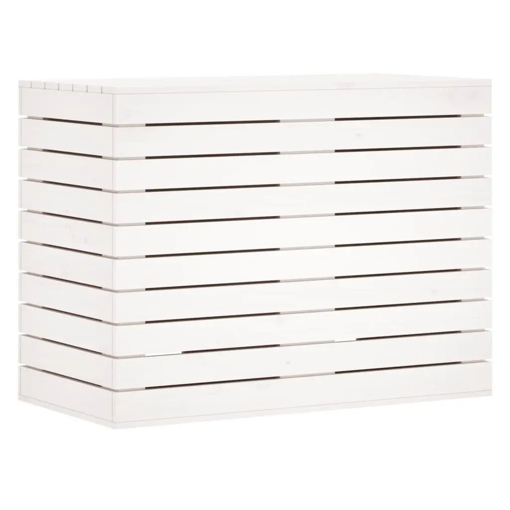 Laundry Basket White Solid Pine Wood Storage Bin with Lid