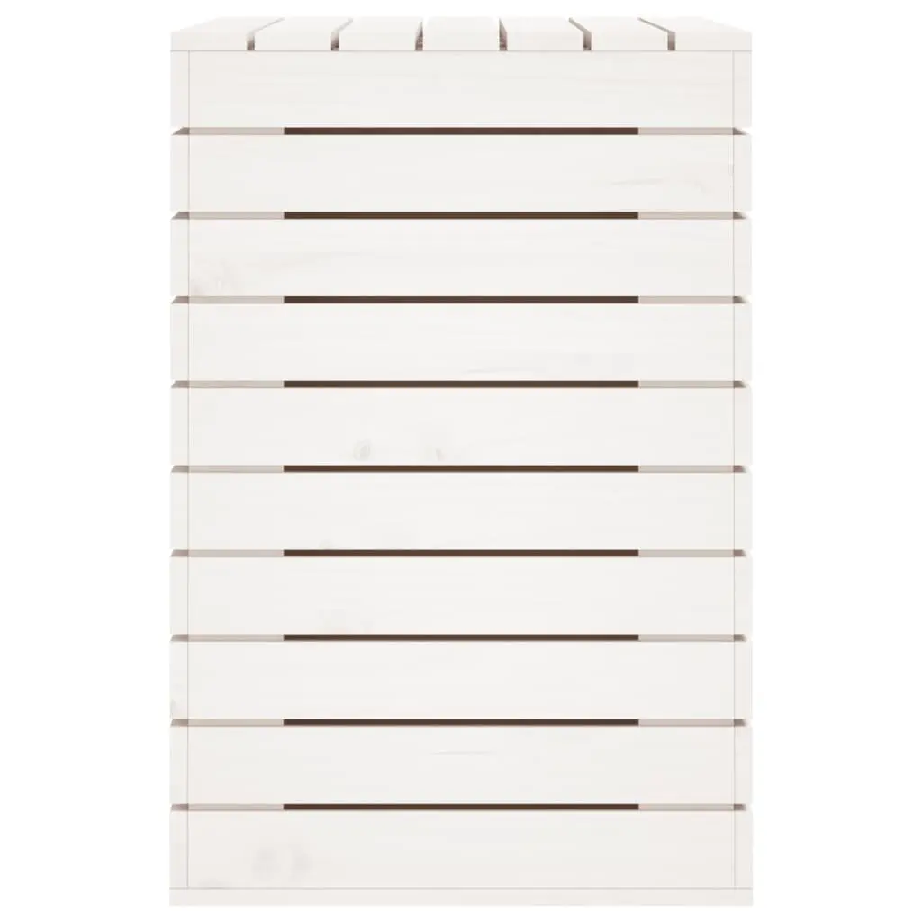 Laundry Basket White Solid Pine Wood Storage Bin with Lid