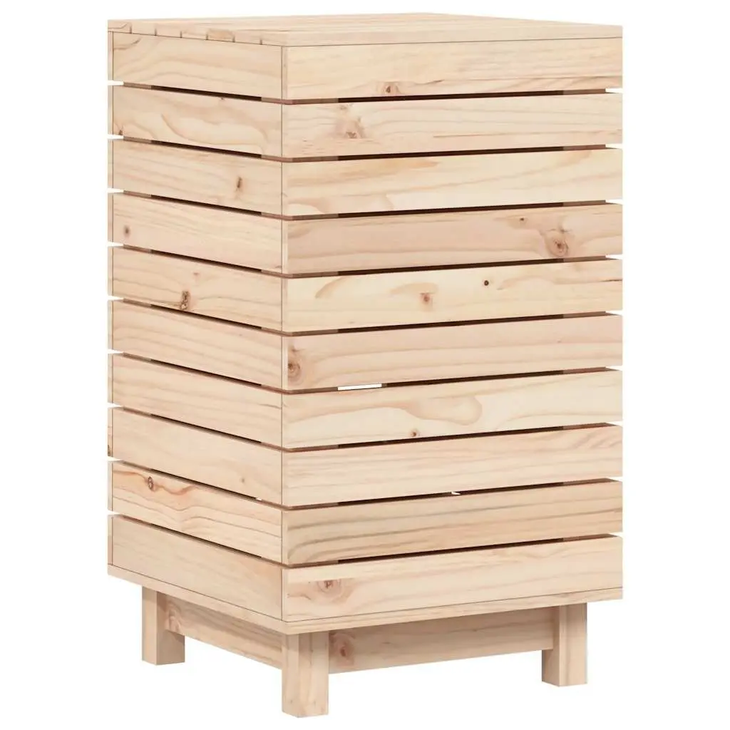 Laundry Basket Solid Wood Pine Brown 44x44x76 cm Storage Bin with Lid