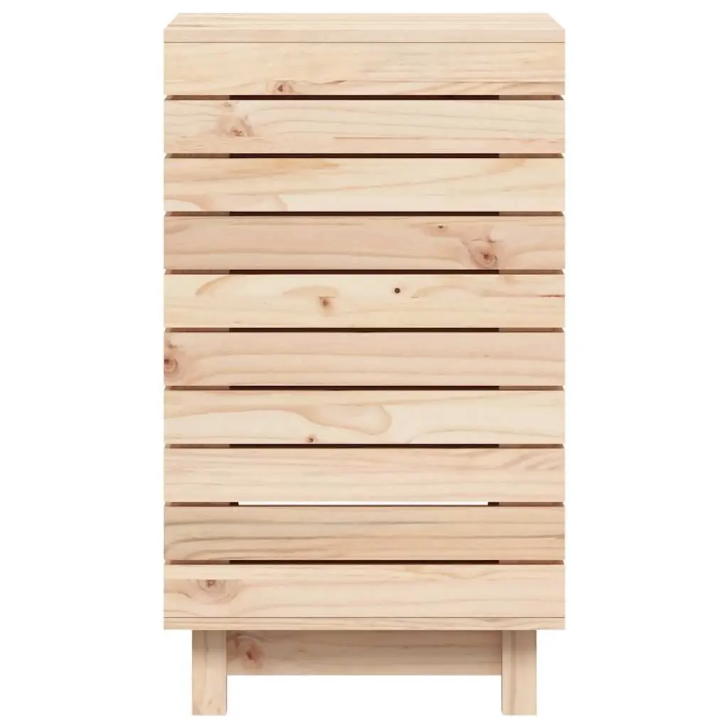 Laundry Basket Solid Wood Pine Brown 44x44x76 cm Storage Bin with Lid