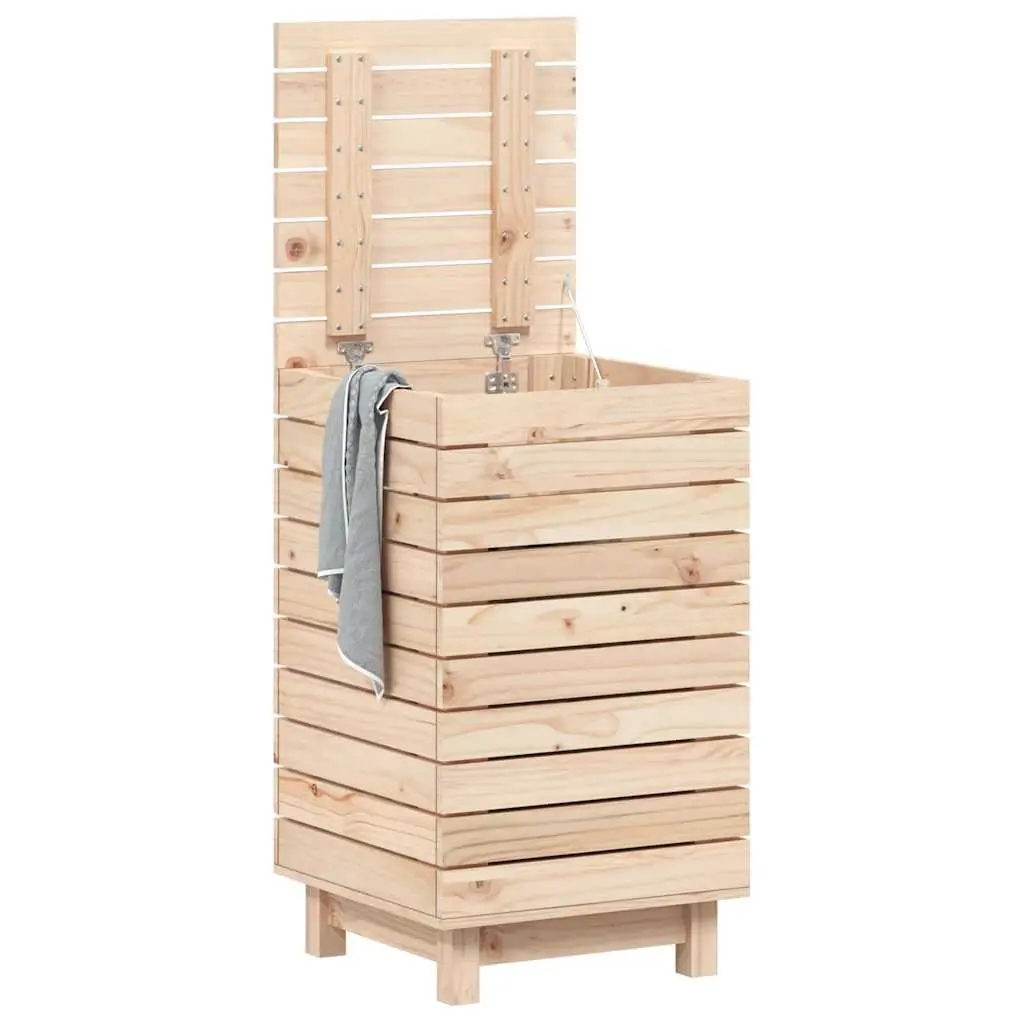 Laundry Basket Solid Wood Pine Brown 44x44x76 cm Storage Bin with Lid
