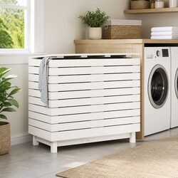 Reliable White Wooden Laundry Basket with Lid for Every Home