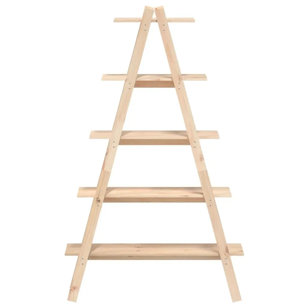 5-Tier A-Frame Wooden Shelf Storage Display Stand Brown Pine