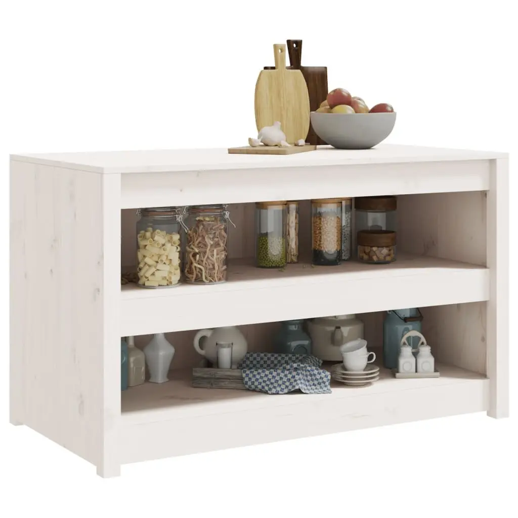 Outdoor Kitchen Cabinet Storage Solid Pine Wood White 106W x 55D x 64H cm