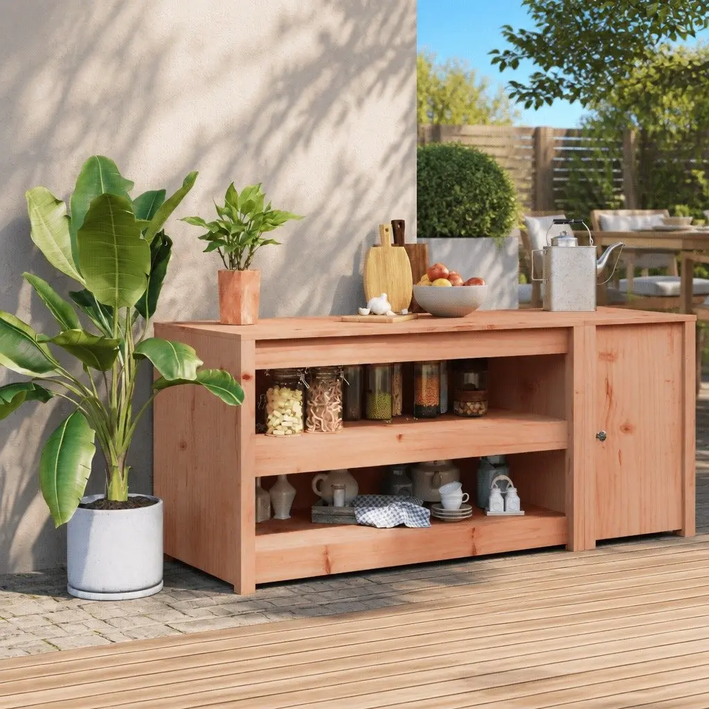 Outdoor Kitchen Cabinet Storage Solid Wood Brown 106x55x64cm