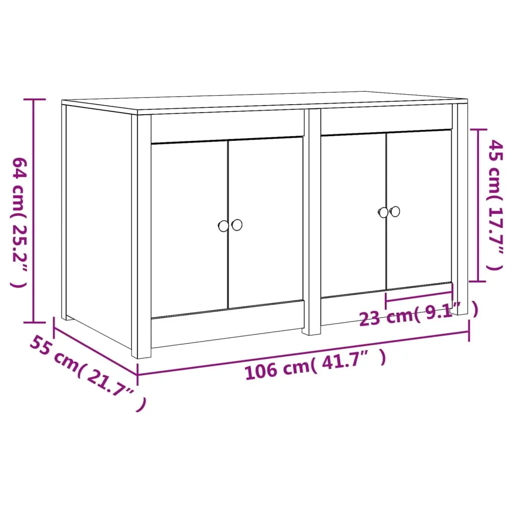 Outdoor Kitchen Cabinet Storage Cupboard Solid Wood Pine Brown 106W x 55D x 64H cm