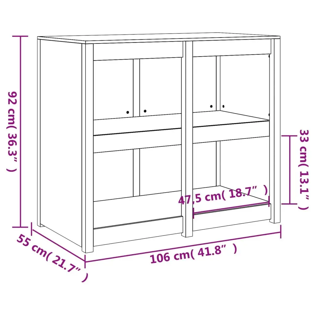 Outdoor Kitchen Cabinet Brown Solid Pine Wood Storage Furniture 106x55x92 cm