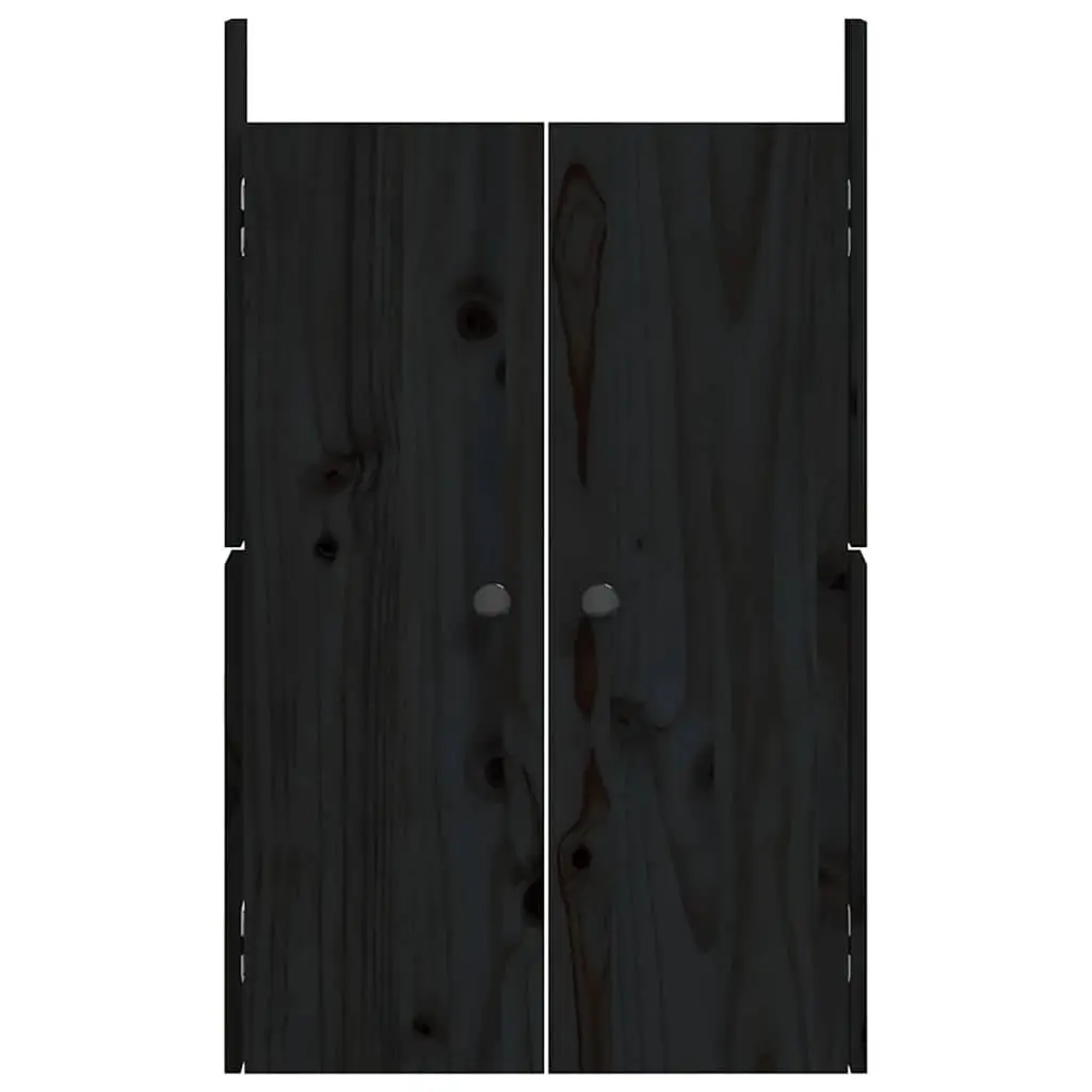 Outdoor Kitchen Cabinet Door Black Solid Pine Wood 50 x 9 x 82 cm