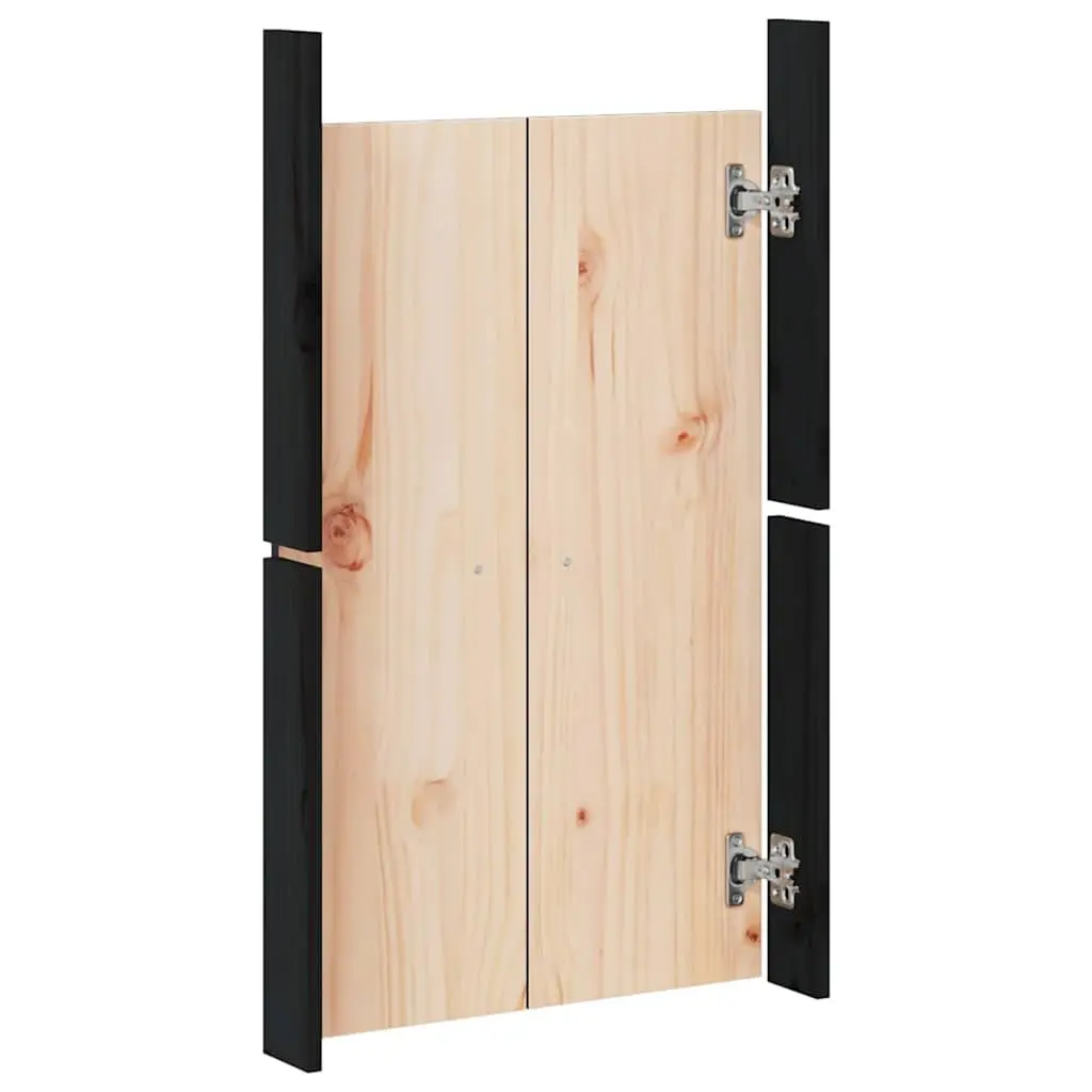 Outdoor Kitchen Cabinet Door Black Solid Pine Wood 50 x 9 x 82 cm