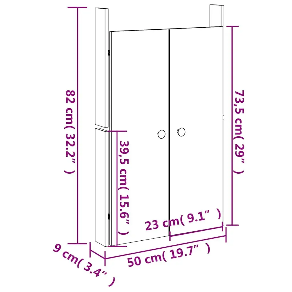 Outdoor Kitchen Cabinet Door Black Solid Pine Wood 50 x 9 x 82 cm