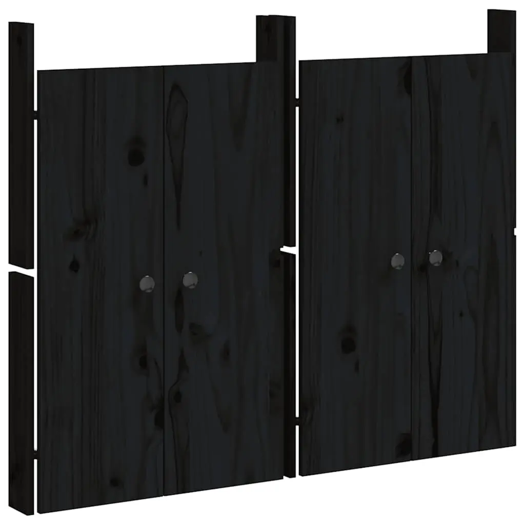 Black Solid Pine Outdoor Cabinet Doors, 2 Pieces