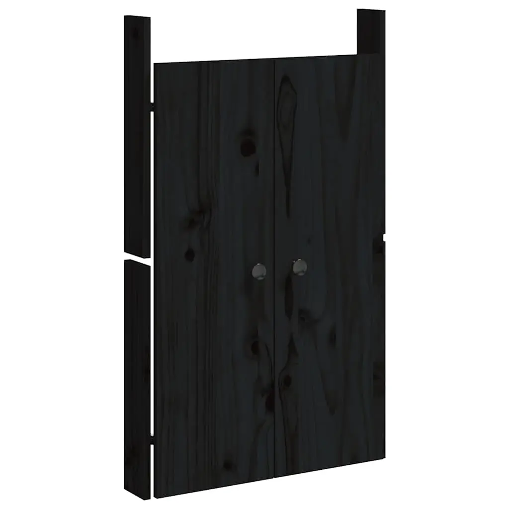 Black Solid Pine Outdoor Cabinet Doors, 2 Pieces