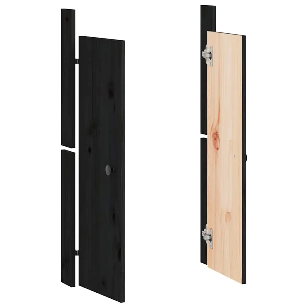 Black Solid Pine Outdoor Cabinet Doors, 2 Pieces