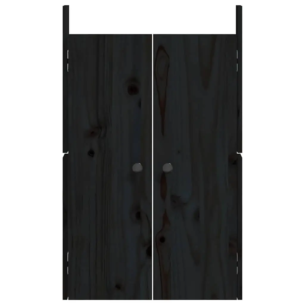 Black Solid Pine Outdoor Cabinet Doors, 2 Pieces
