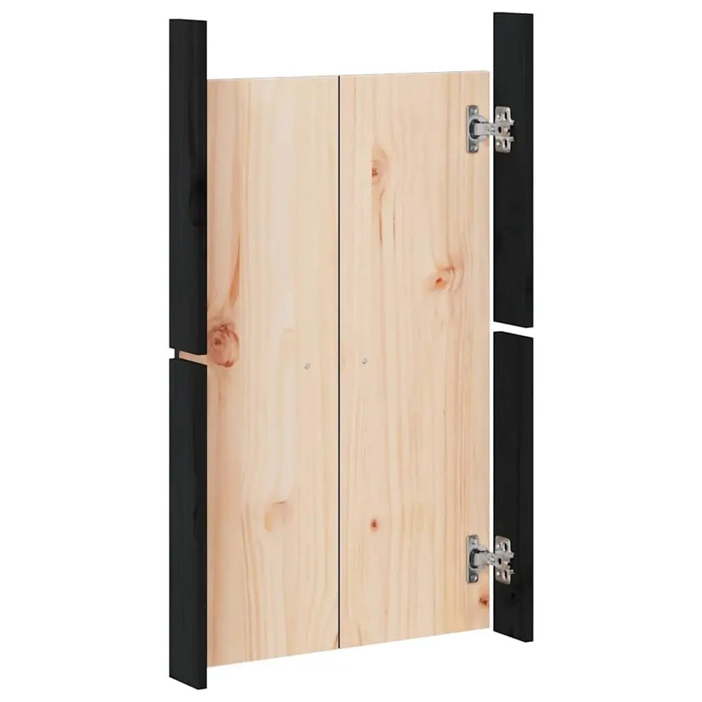 Black Solid Pine Outdoor Cabinet Doors, 2 Pieces