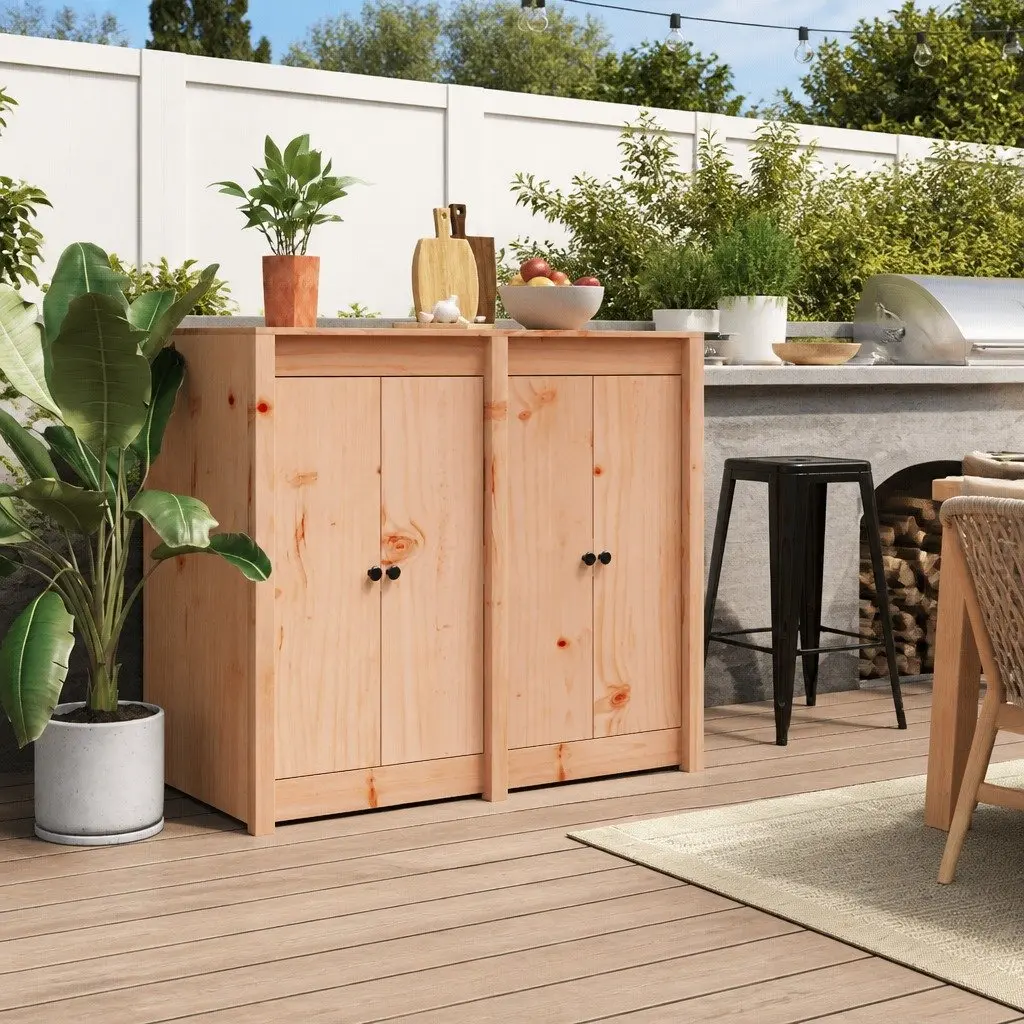 Outdoor Kitchen Cabinet Doors Solid Wood Douglas 50x9x82cm Brown 2pcs