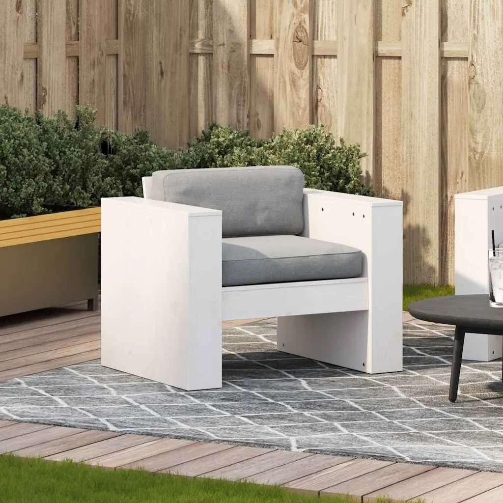 Garden Sofa Outdoor Seating Solid Pine Wood White 79x60x62cm