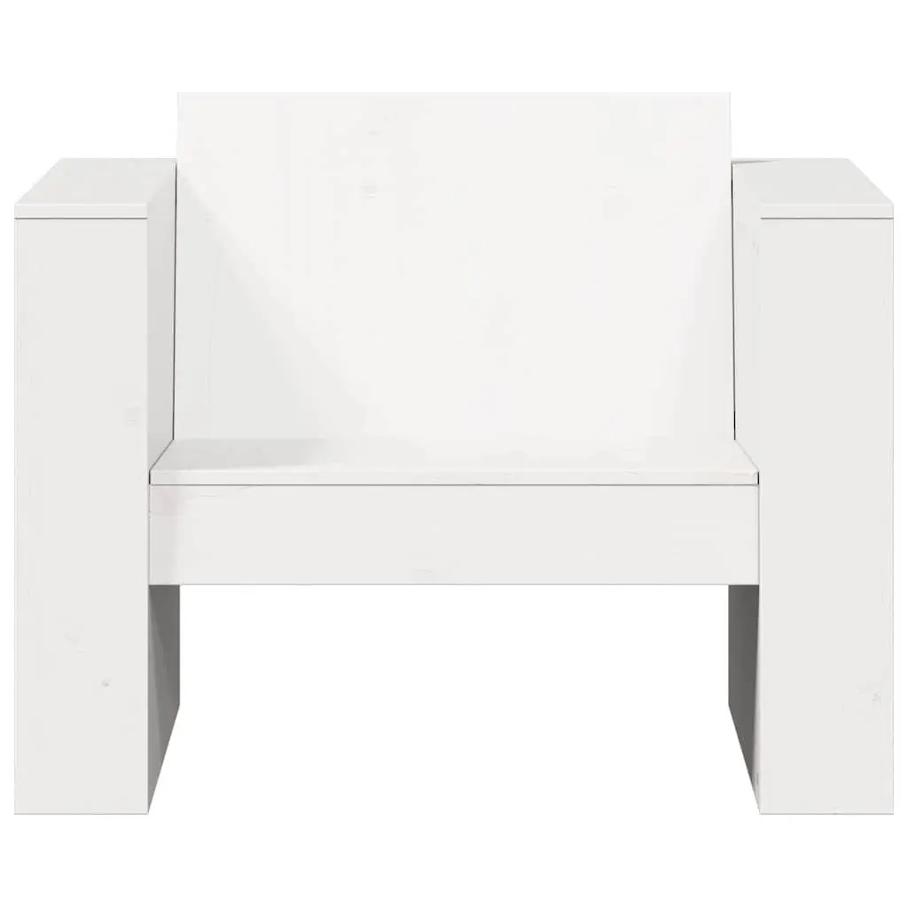 Garden Sofa Outdoor Seating Solid Pine Wood White 79x60x62cm