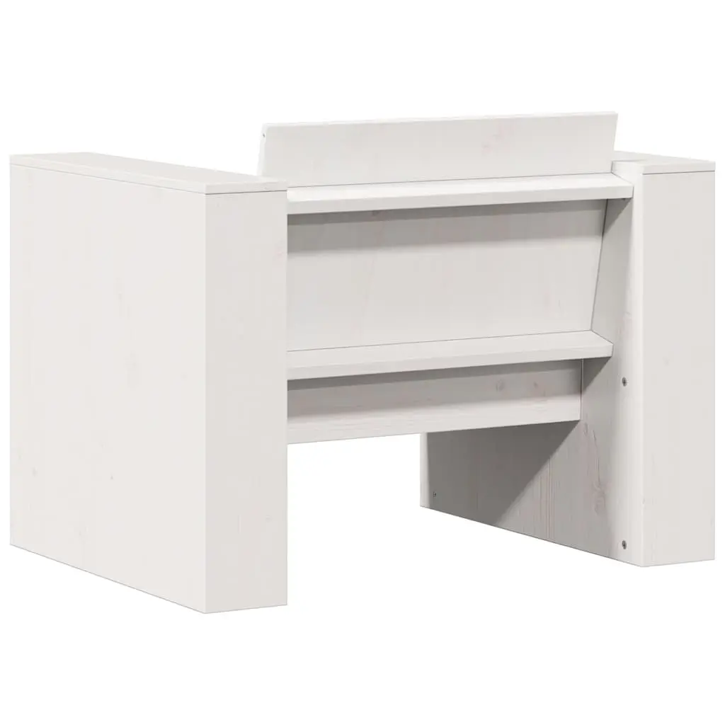 Garden Sofa Outdoor Seating Solid Pine Wood White 79x60x62cm