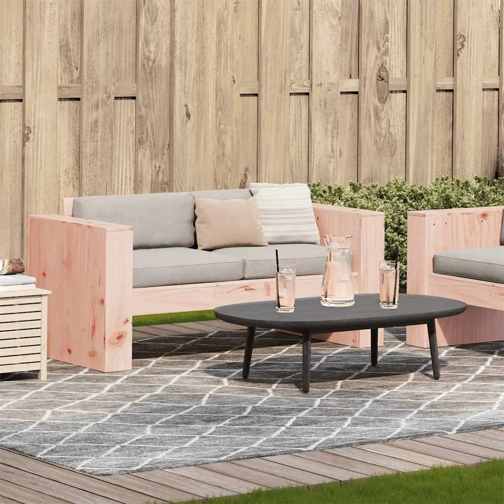 Wooden Garden Sofa 2-Seater Outdoor Furniture Patio Bench with Armrests Backrest Brown