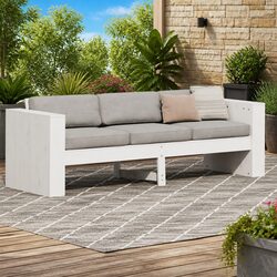 Value-Focused White Wooden 3-Seater Garden Sofa
