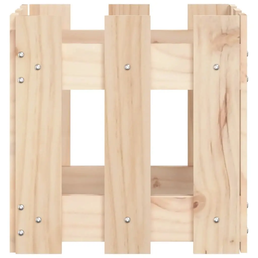 Garden Planter Box with Fence Design 30x30x30 cm Solid Pine Wood Patio Flower