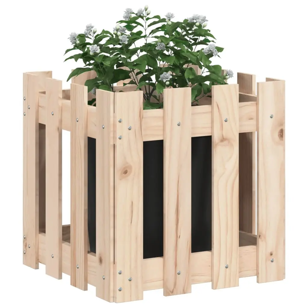 Garden Planter Box Outdoor Flowers 40x40x40cm Solid Wood Pine Brown