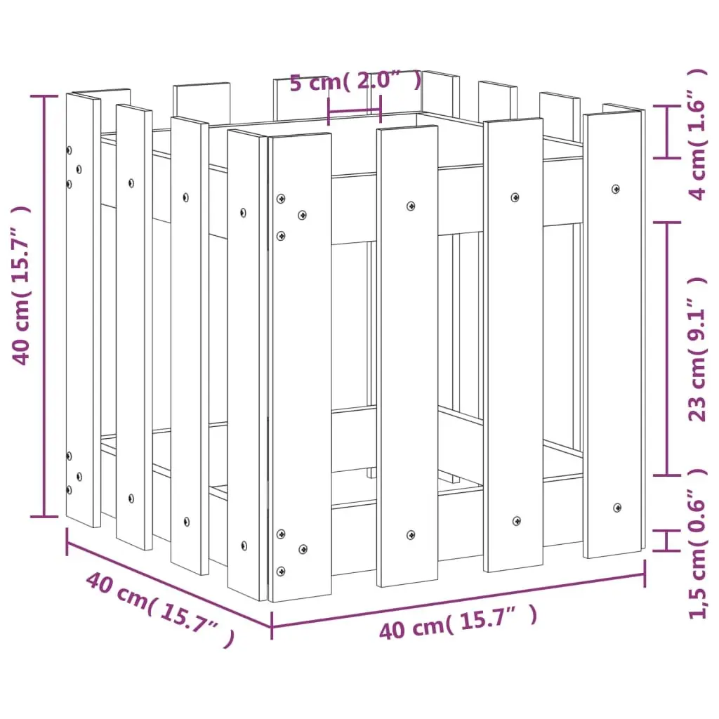 Garden Planter Box Outdoor Flowers 40x40x40cm Solid Wood Pine Brown