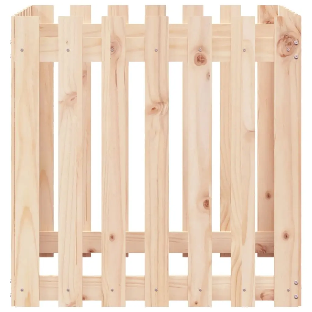 Garden Planter with Fence Design 70x70x70 cm Solid Wood Pine Brown