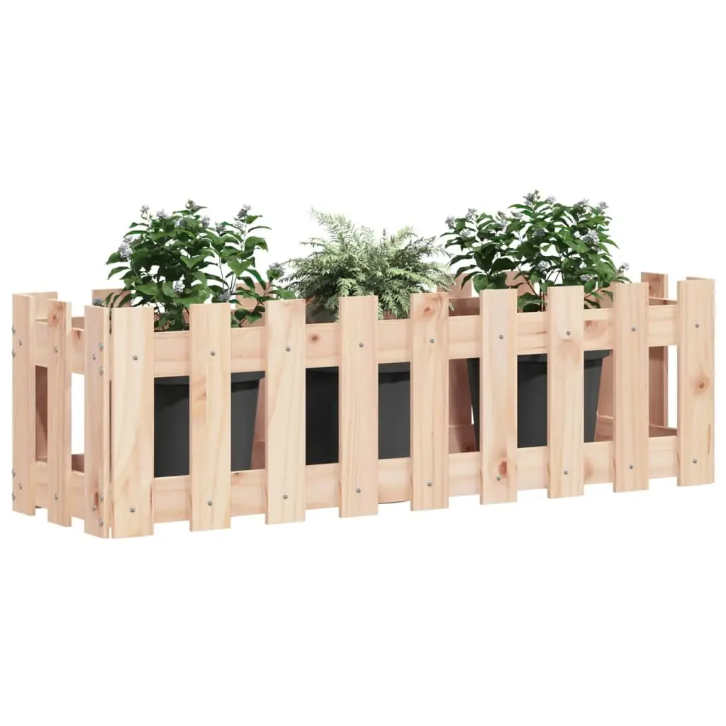 Garden Raised Bed with Fence Design 100x30x30 cm Solid Wood Pine Planter Box