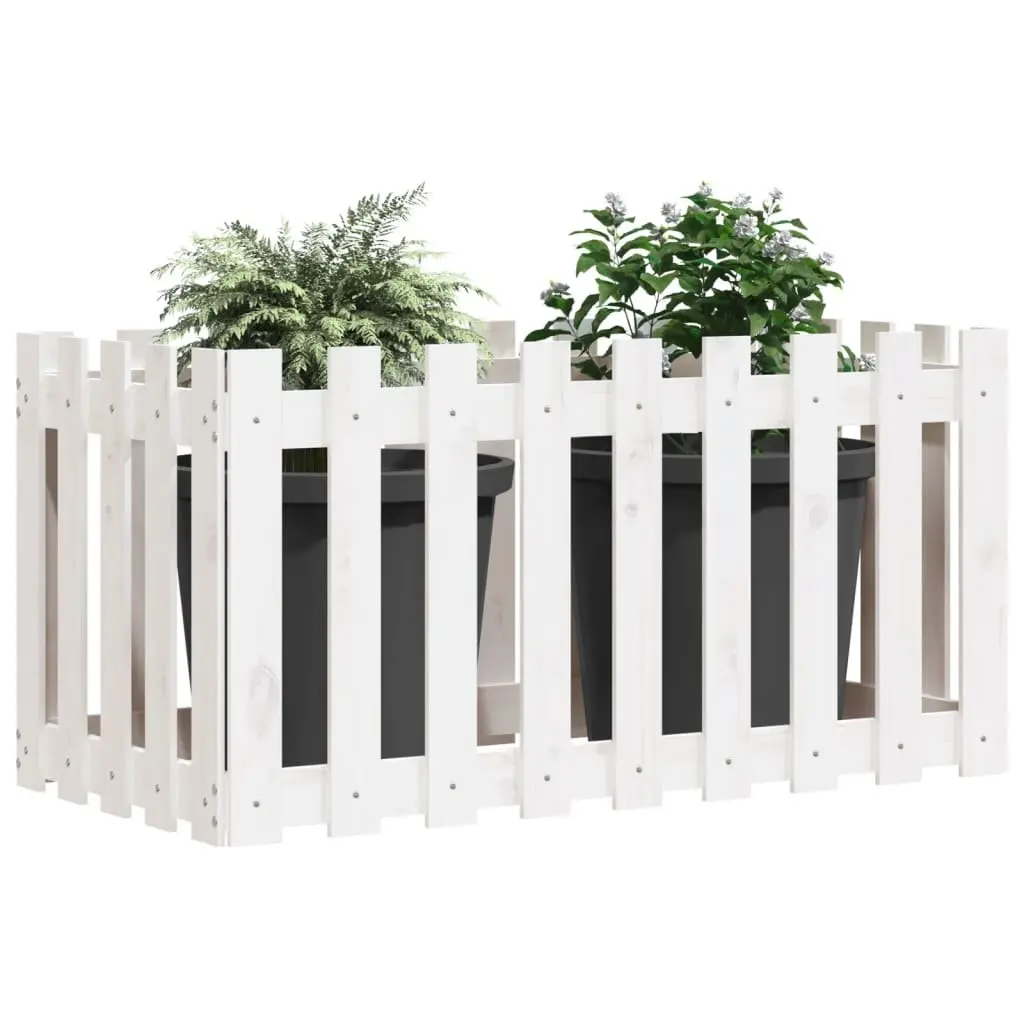 Garden Raised Bed Planter Box 100x50x50 cm White Solid Pine
