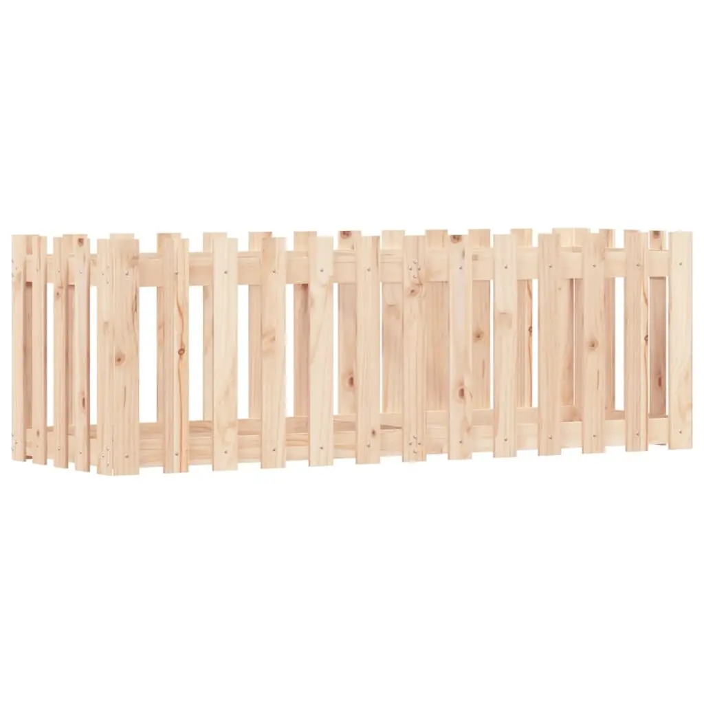 Garden Raised Bed with Fence Design 150x50x50 cm Solid Wood Pine Planter Box